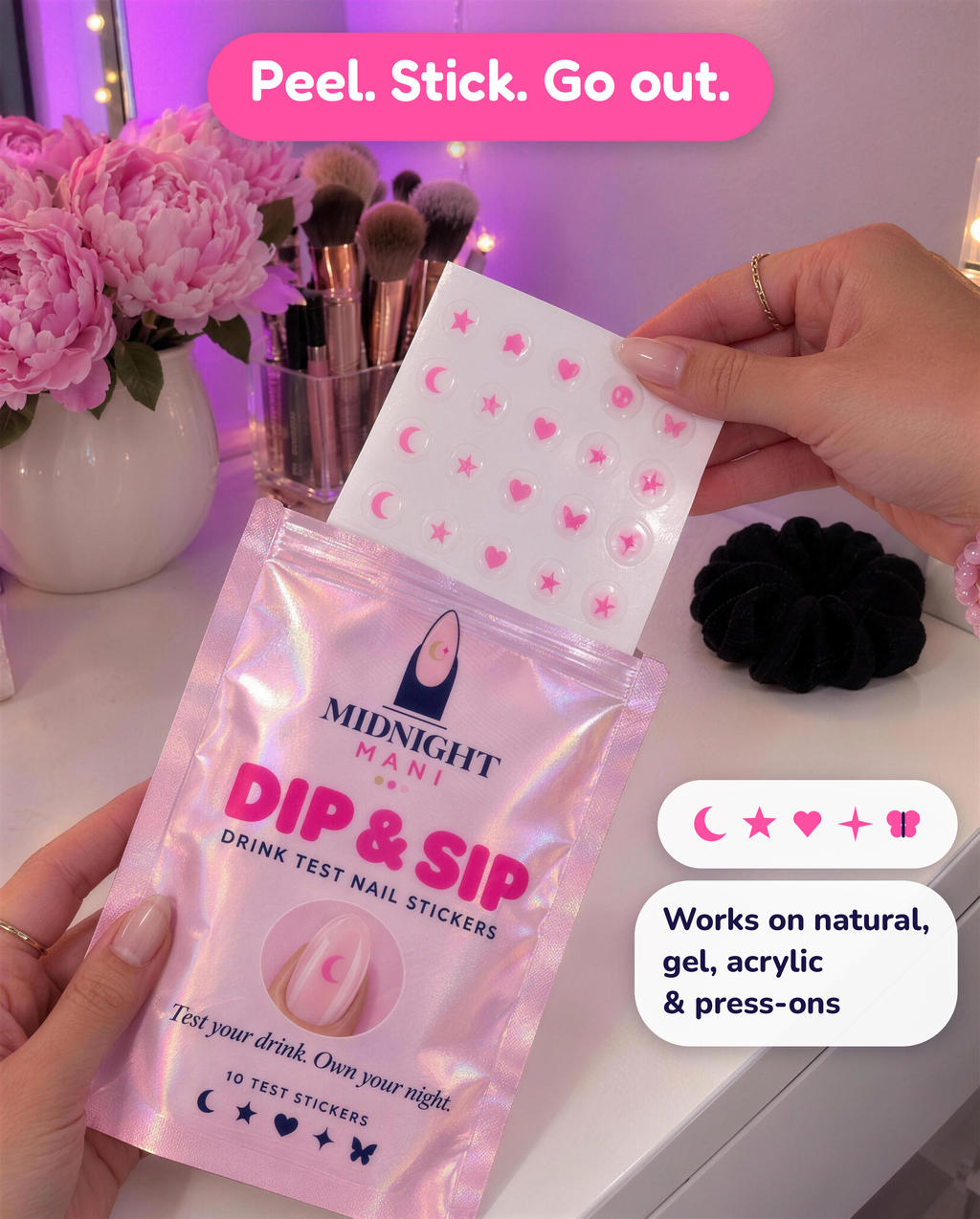 Unboxing the Dip & Sip sticker sheet at a vanity